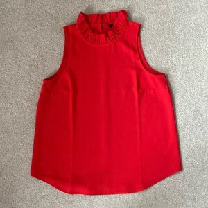 J. Crew ruffle neck sleeves less top. Size:Medium. NWT